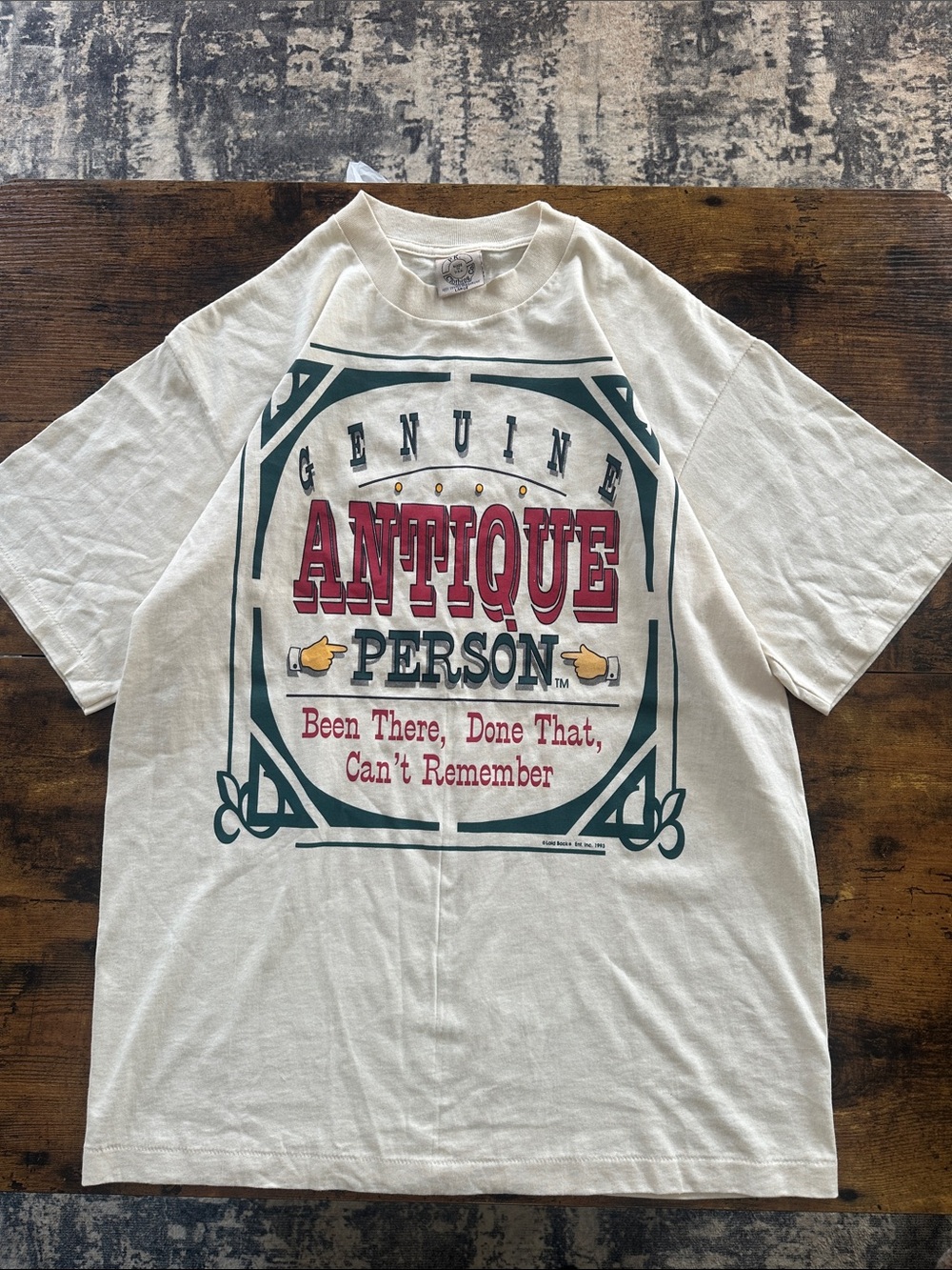 Vintage Genuine Antique Person Graphic Tee - Cream